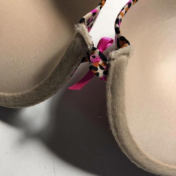 #3465-3 VICTORIA'S SECRET SIZE 32D PUSH UP BRA LEOPARD PRINT BROWN PINK BLACK - Picture 3 of 6